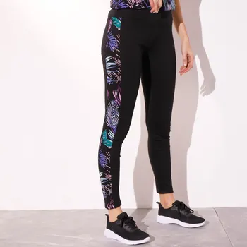 Dámské legíny Legíny s bočními pruhy s potiskem černá/purpurová 54