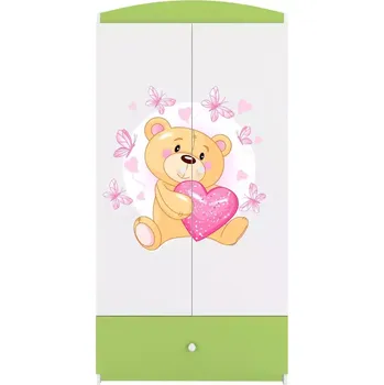 Ložnicová sestava Skříň Babydreams zelená - Medvídek s motýlky
