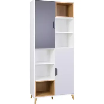 Kancelářská sestava Regál Joker 3 Bílá / Grafitová / Šedá / Dub Lefkas