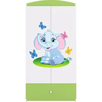 Ložnicová sestava Skříň Babydreams zelená - Slon