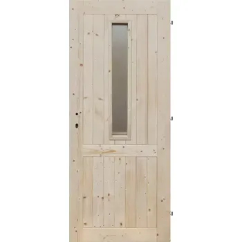 Interiérové dveře BAUMAX Palubkové dveře 1S prosklené 80P smrk 84.4/198.5/4.4 cm P Přírodní