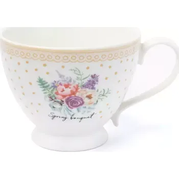 Keramický šálek Jumbo 420ml béžová krajka