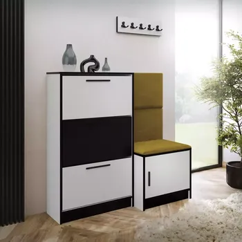 Předsíňová stěna Botník Kpl Foli bílá + žlutá (Kronos 01)