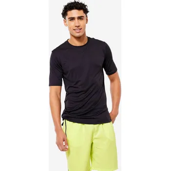 DOMYOS Pánské fitness tričko s krátkým rukávem prodyšné s kulatým výstřihem M ČERNÁ