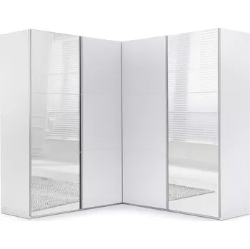 Předsíňová stěna Rohová šatní skříň Merida bílá/zrcadlo