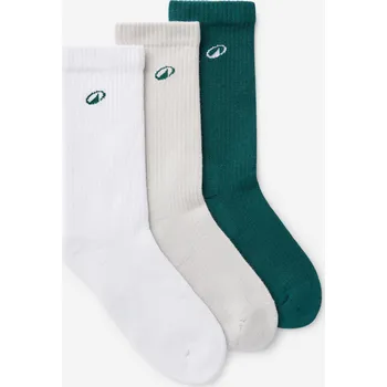 Pánské oblečení DECATHLON Polovysoké ponožky Elementals 3 páry 43/46 BÍLÁ|ZELENÁ|ŠEDÁ