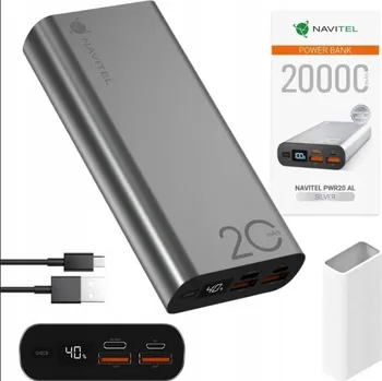 Powerbanka Powerbanka Navitel PWR20 AL SILVER 20000 mAh USB-C