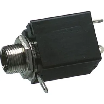 Elektrický konektor Konektor jack, Stereo, počet pólů/pinů: 3, Montáž šasi, 6,35 mm, Samice, 2A, Stereo, materiál kontaktu: Mosaz, Pájení,