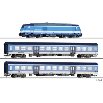 Modelová železnice TT - Startovací sada: Osobní vlak ČD, koleje, ovladač, ep VI / TILLIG 01506