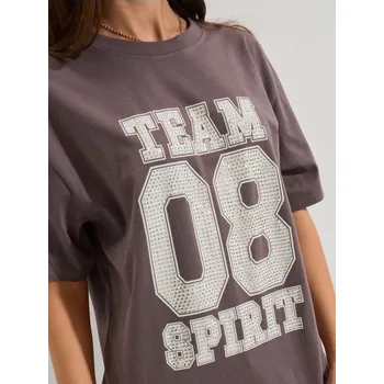 Dámské tričko Sinsay - Bavlněné tričko s nápisem - šedá - 466FG-85X - 466FG-85X-XS