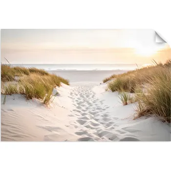 Obraz Samolepicí plakáty, Cesta na pláž písek moře rostliny 30x20