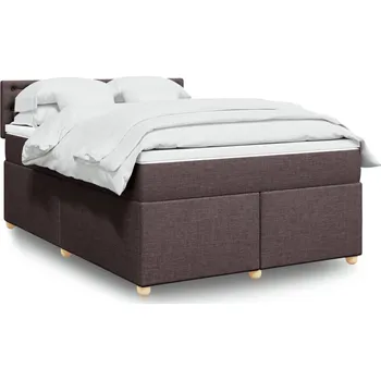 Postel vidaXL Box spring postel s matrací 140x190 cm textil [3286689] Barva: tmavě hnědá