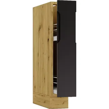 Kuchyňská skříňka Cosmo Isabel D15 cargo/zásobník černý hrášek/dub artisan