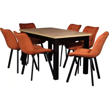 Jídelní set Jídelní set Mira 5 1+6 ST58 140x80+40 artisan/černá W174 skořicové