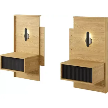 Ložnicová sestava Noční Stolek Baltic D Z Led -2 ks Dub Baltic/Černá