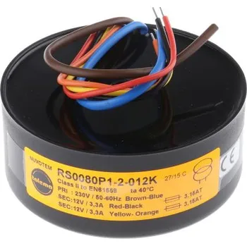 Transformátor Toroidní transformátor, počet výstupů: 2, sekundární napětí: 2 x 12V ac, 104.6 (Dia.) x 44mm