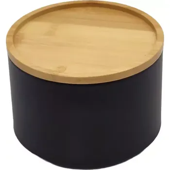 Dóza na potraviny Dóza s bambusovým víkem black ø13x9 cm