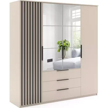 Šatní skříň Skříň Torino kašmír/lamela černá 200x215x61