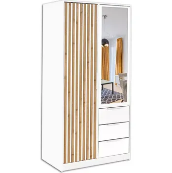 Ložnicová sestava Skříň Bali D2 Lux bílá/wotan/zrcadlo