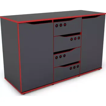 Dětský pokoj Komoda Matrix 120 4s 2d grafit/červená