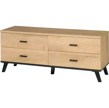 Obývací stěna TV Skříňka John 121cm Dub Lefkas/Černá