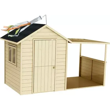 Dětský domeček Dřevěný dětský domeček EUGENIE 256x127x162 cm