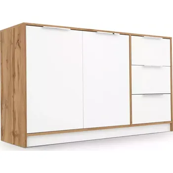 Kancelářská sestava Komoda Duarte 2d3s bílá/dub wotan