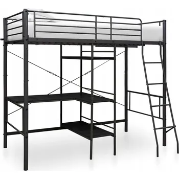 Postel Černá kovová patrová postel 210 x 97,5 x 186 cm