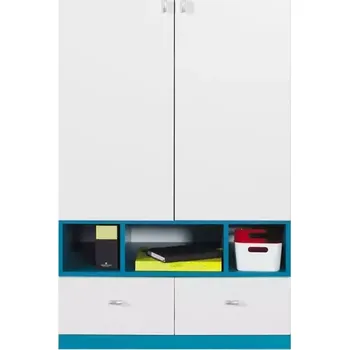 Šatní skříň Skříň Mobi 80 cm Bílá / tyrkysová