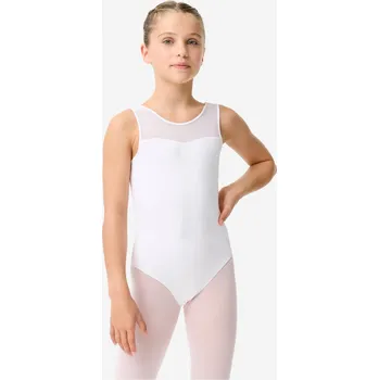 Dívčí tričko DOMYOS Dívčí trikot na klasický balet z voálu 12-13 LET BÍLÁ
