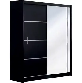 Předsíňová stěna Skříň Vista 150 Černá/Zrcadlo