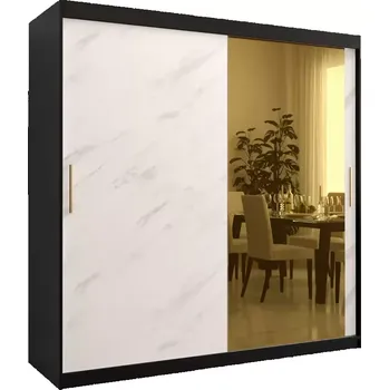 Předsíňová stěna Skříň Platinum T2 200 černá mramor/bílá