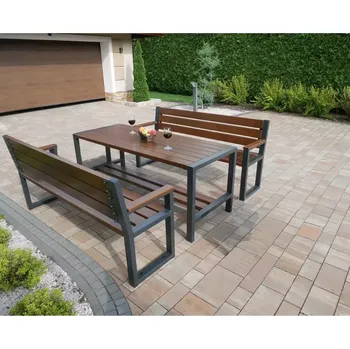 Zahradní sestava Zahradní souprava Moderní 2 s opěradlem a područkami ořech