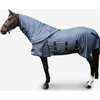 Vybavení pro koně FOUGANZA Deka proti hmyzu pro koně a poníky 100 135cm BÍLÁ|ČERNÁ
