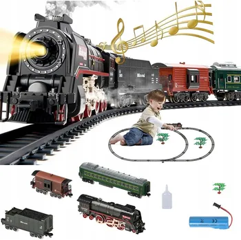 Vláček a vláčkodráha PARNÍ LOKOMOTIVA ELEKTRICKÝ VLÁČEK VLAK LOKOMOTIVA HRAČKA PRO DĚTI + KOLEJE