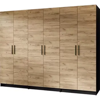 Ložnicová sestava Skříň 3x Gold 2D černá/dub craft zlatá