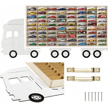 Dřevěná hračka DŘEVĚNÁ POLICE NA ANGLIČÁKY KAMION S KOLEČKY 80 PŘIHRÁDEK NA AUTA