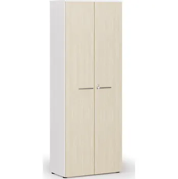 Kancelářská sestava Kancelářská skříň s dveřmi PRIMO WHITE, 800 x 420 x 2128 mm, bílá/bříza