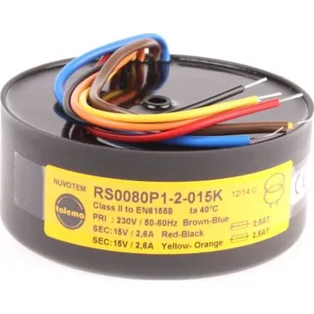 Transformátor Toroidní transformátor, počet výstupů: 2, sekundární napětí: 2 x 15V ac, 104.6 (Dia.) x 44mm