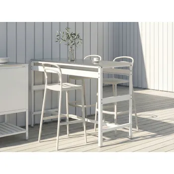 Zahradní stůl Venkovní barový stůl bílý nerezová ocel vysoký stůl kovový zahradní kuchyně jídelna Beliani
