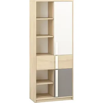 Kancelářská sestava Regál Drop 80cm Buk Fjord/Bílá/Šedá Platina