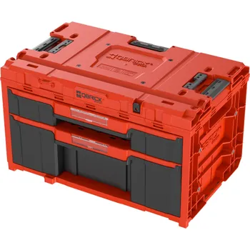 QBRICK Box plastový s organizérem plastový QBRICK ONE Drawer 2 Plus Toolbox 2.0 Red Ultra HD, 2 zásuvky | 587x380x340 mm - P90720