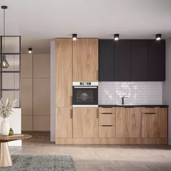 Kuchyňská linka Kuchyňská linka Luxeo 260 Dub Puccini/černá drážka Set 2