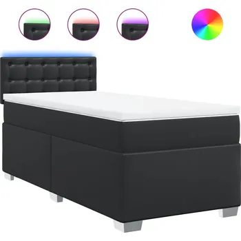 Postel Kontinentální postel černá s matrací 200 x 80 x 100,5 cm, LED