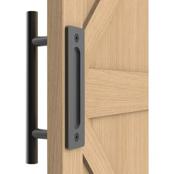 Dveřní kování KLIKA / ÚCHYT PRO POSUVNÉ DVEŘE ČERNÁ MATNÁ LOFT RETRO PREMIUM