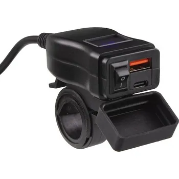 Autoalarm USB, USB-C nabíječka s voltmetrem na motocykl, 34707B