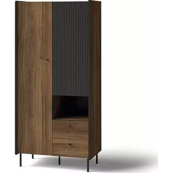 Předsíňová stěna Skříň Prestigo P1 2D2S ořech war/san seb/černá mat