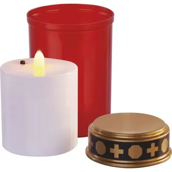 Příslušenství pro LED osvětlení LED hřbitovní svíčka, 12,5 cm, 2x C, venkovní i vnitřní, vintage, časovač, červená DCCV19