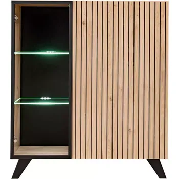 Vinotéka Liam Vitrína nízká Hjz Lm Wsn Hickory Jackson/černá