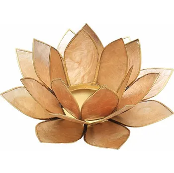 Solná lampa Svícen lotos zlatobéžový cca 13,5 cm